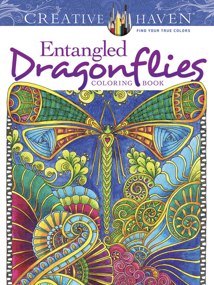 creative haven entangled dragonflies målarbok