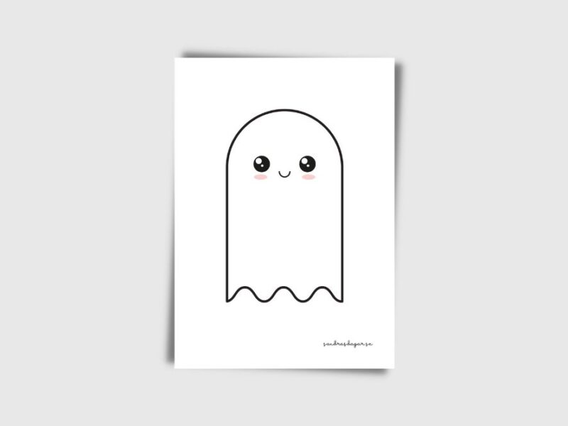 enkel målarbild med ett kawaii spöke