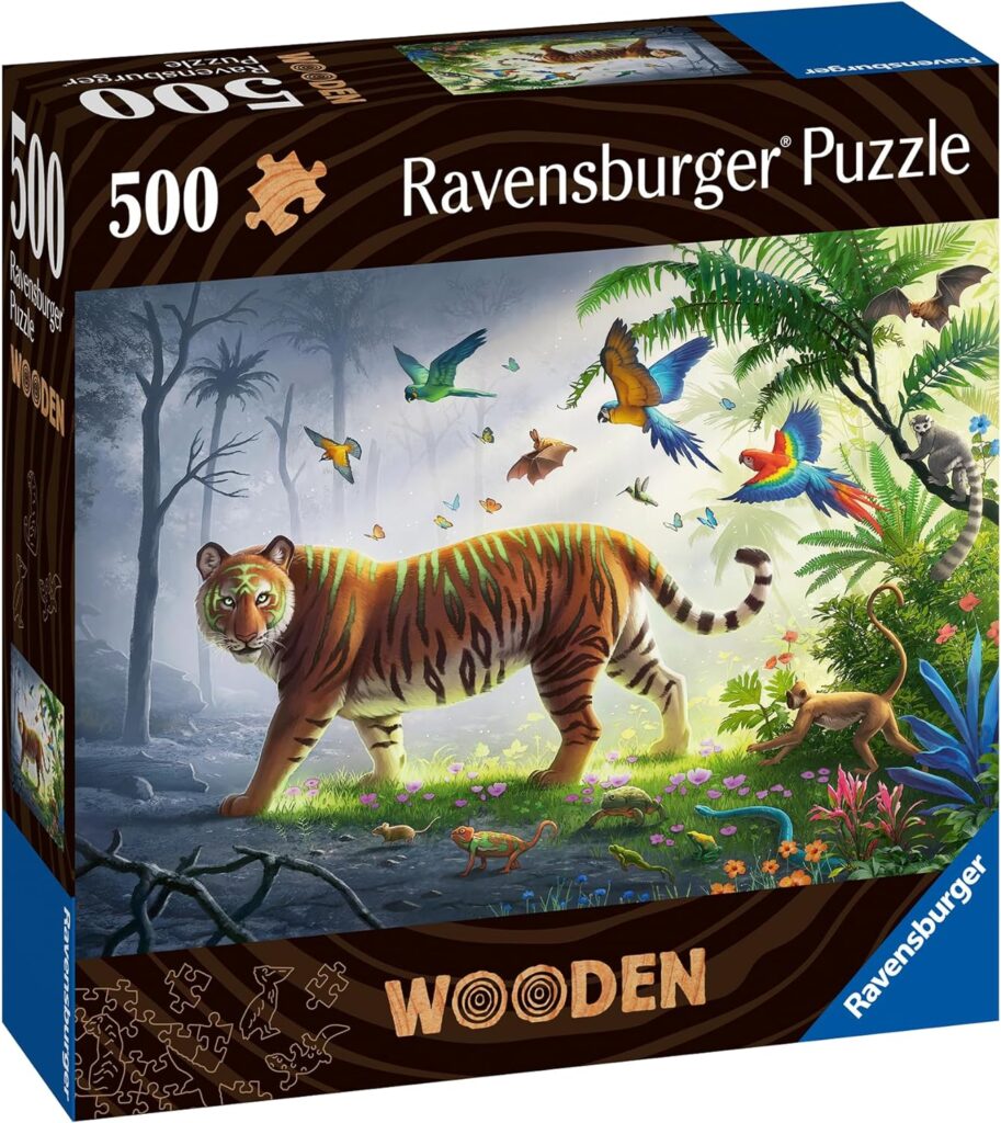 tiger pussel i trä 500 bitar ravensburger