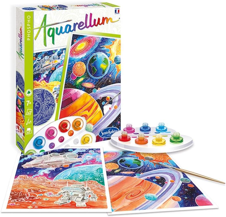 barnpyssel för att måla stjärnor och planeter i akvarell